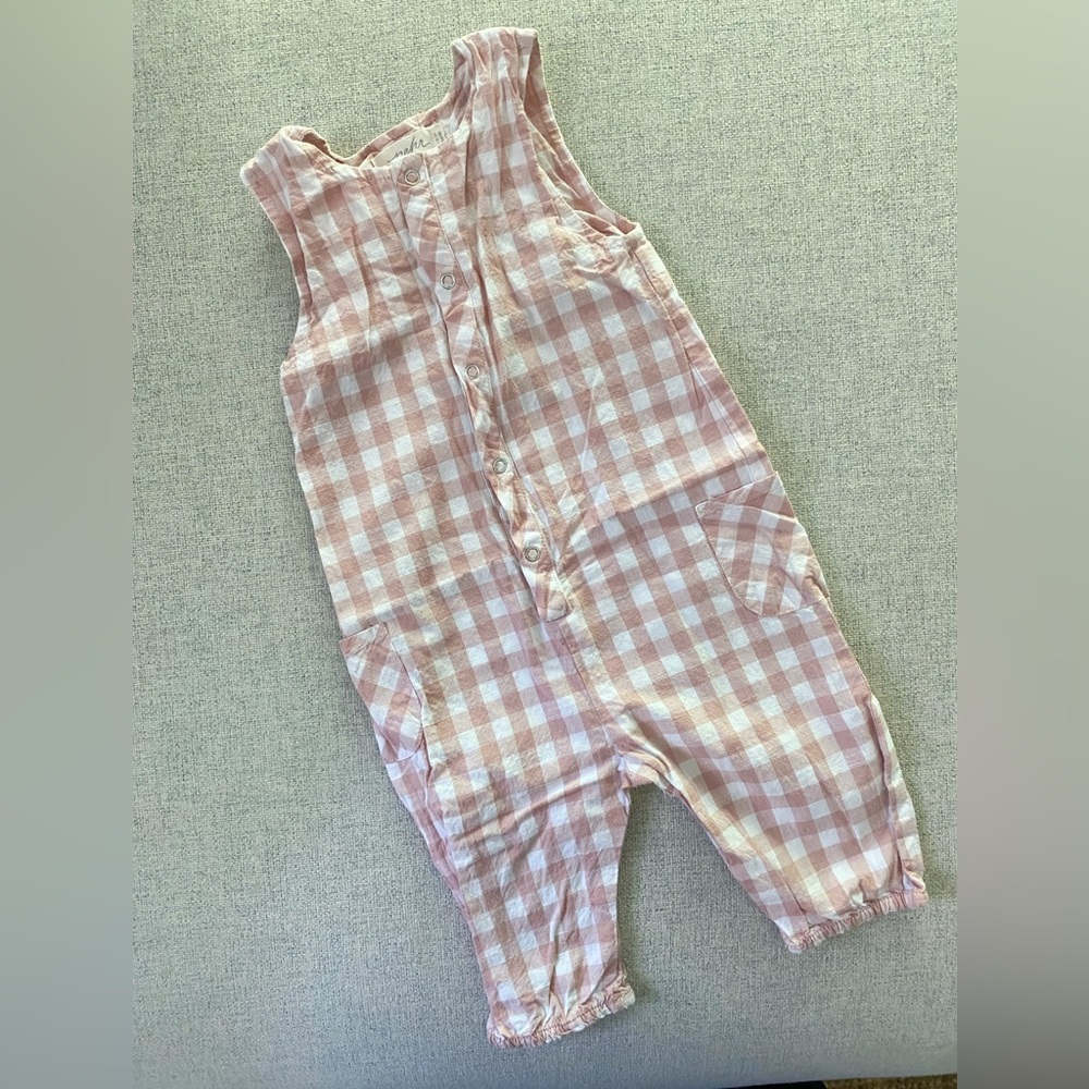 pehr baby girl gingham jumpsuit